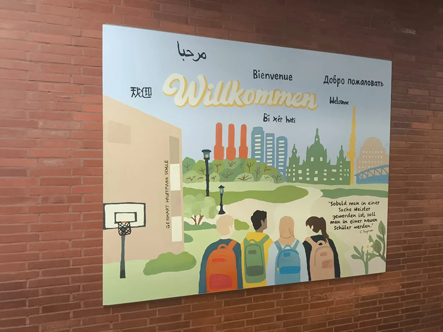 selbst gemaltes Willkommen Schild